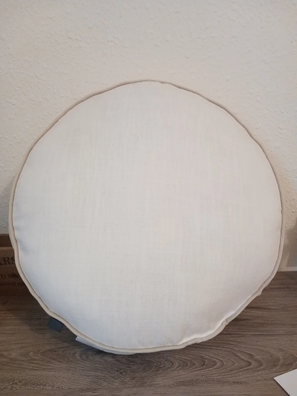 Beige Embroidered Round Holiday Pillow with Decorative Bow 16